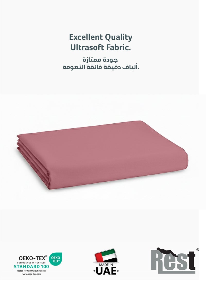 REST Flat Bedsheet 240x260cm Plush Mauve Breathable Machine Washbale Bedsheet Extra Soft Easy Fit Highly Breathable Bedding & Linen Cover - Image 2